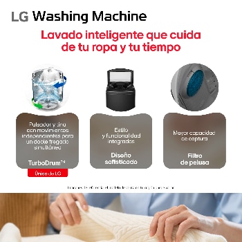 Vista frontal tapa levantada Lavadora Carga Superior LG WT18MVTB